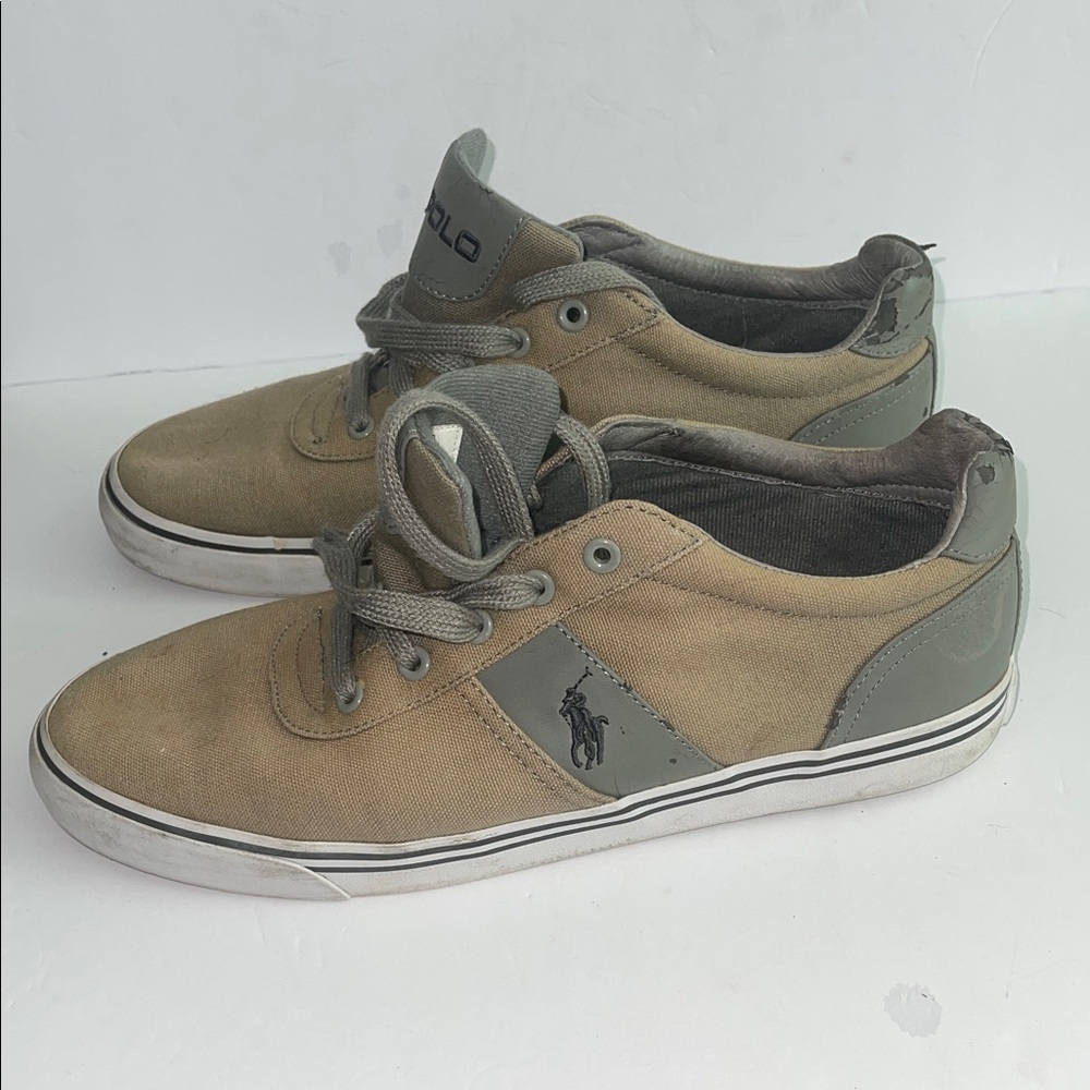 Polo by Ralph Lauren Men's Tan and Gray Sneakers/free shipping